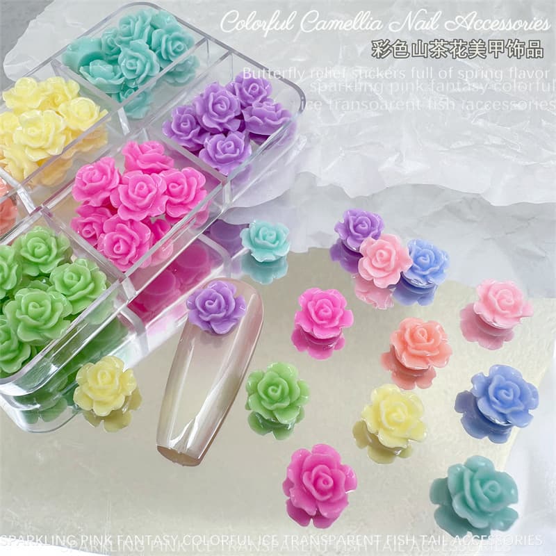 New color camellia rose nail art trinket nail decoration DIY hairpin earrings resin accessories batch