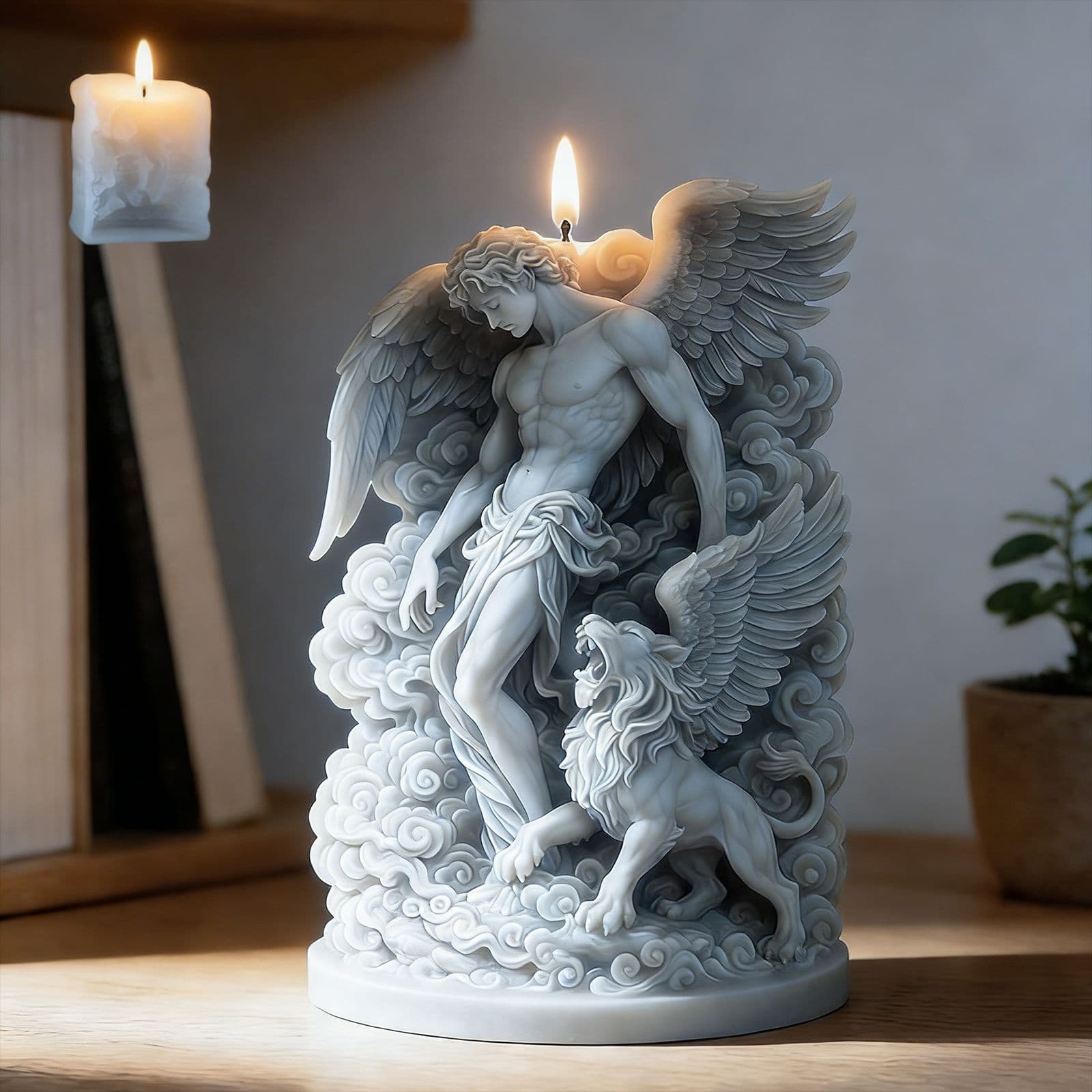 Cross-border Hot Seller 3D Relief Angel Flying Lion Candle Silicone Mold DIY Aromatherapy Candle Plaster Mold