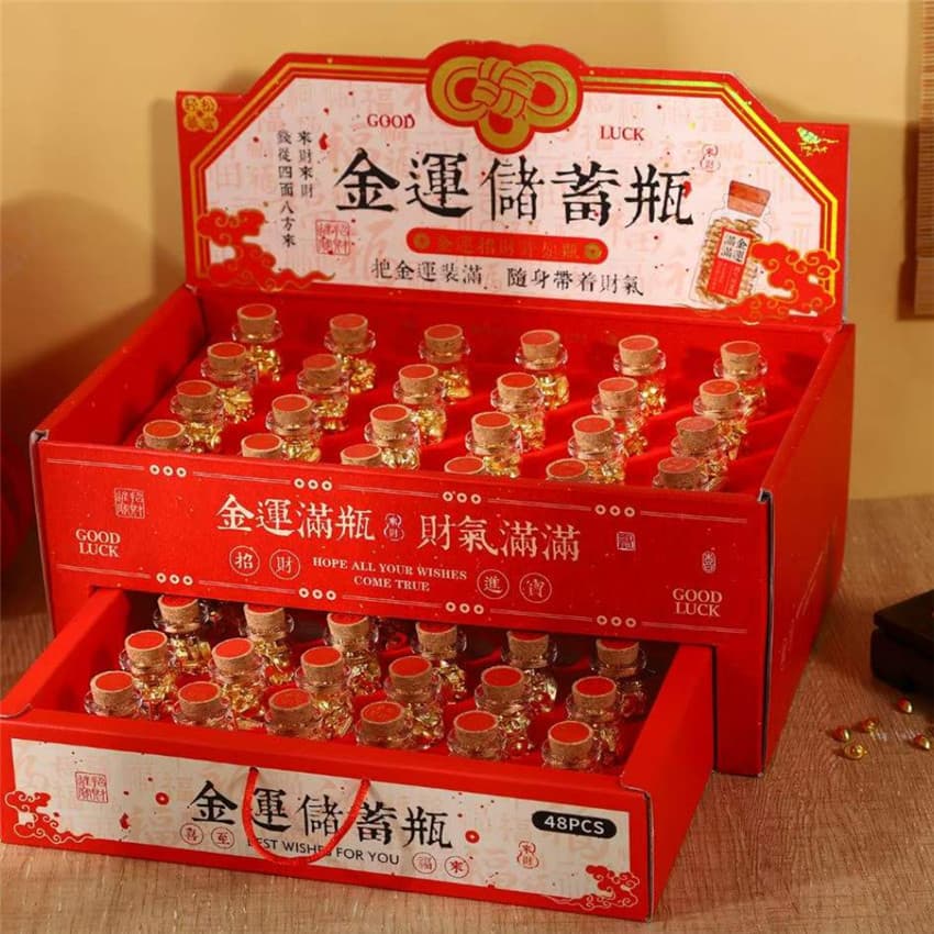 Qing Yi Fang Fortune Gold Bean Wish Bottle Creative Glass Bottle Desktop Ornament Small Gift Student Wish Bottle