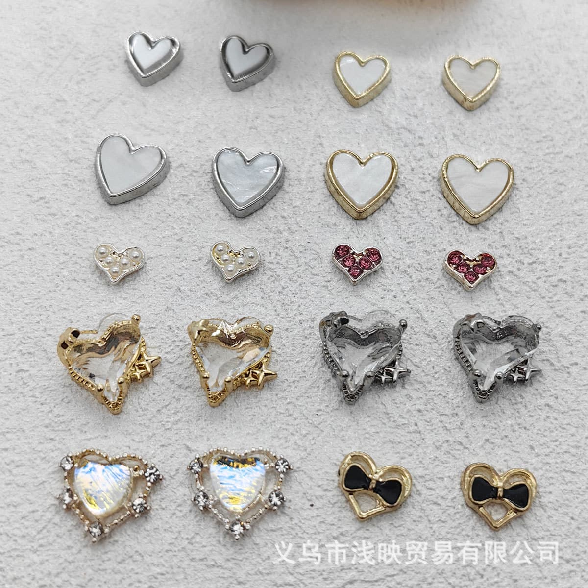 Fritillaria love nail art jewelry metal edging peach heart inlaid with diamond nail decoration wearable nail accessories nail art diamond wholesale