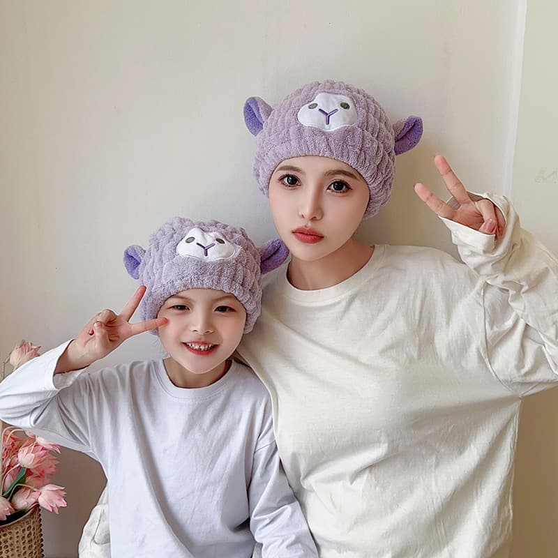 Cute Rabbit Ears Children's Quick Dry Hair Cap Thickened Water Absorption Cartoon Baby Hair Accessories Lace Net Cap