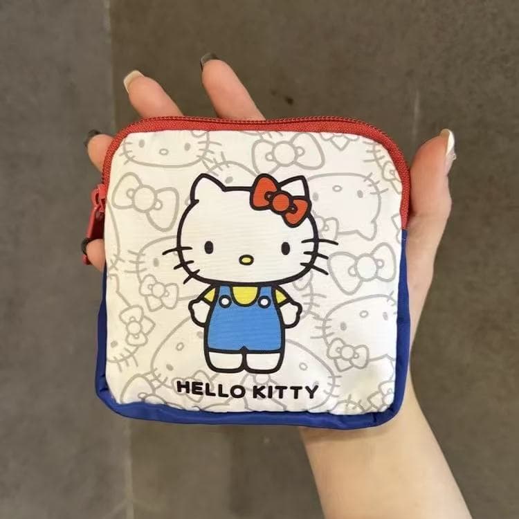 Hello Kitty Bag Lipstick Earphone Pouch Kitty Cat Small Bag Sanitary Napkin Storage Bag Square Bag