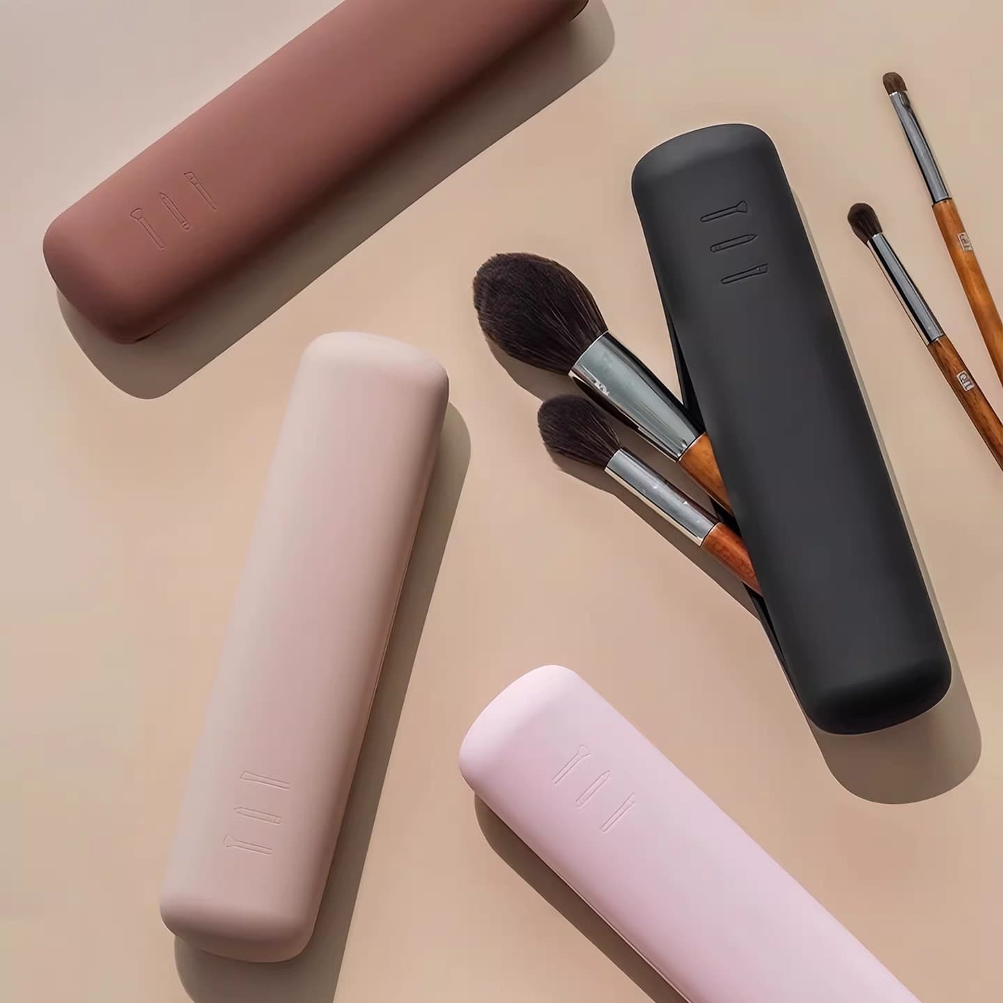 Makeup brush silicone storage beauty bag blusher eye shadow brush dustproof makeup storage travel portable small bag large capacity