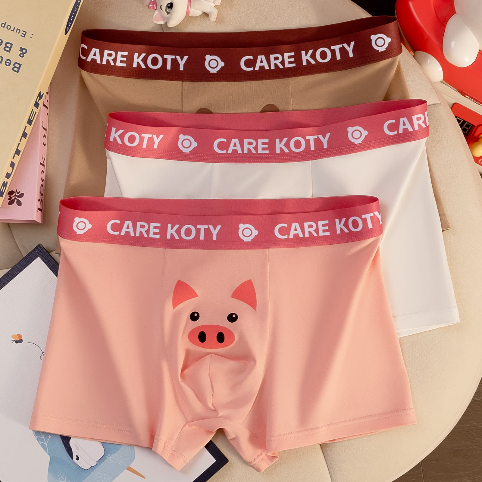 CAREKOTY Animal Cartoon Men's Boxer Briefs Cotton Comfortable Cute Breathable