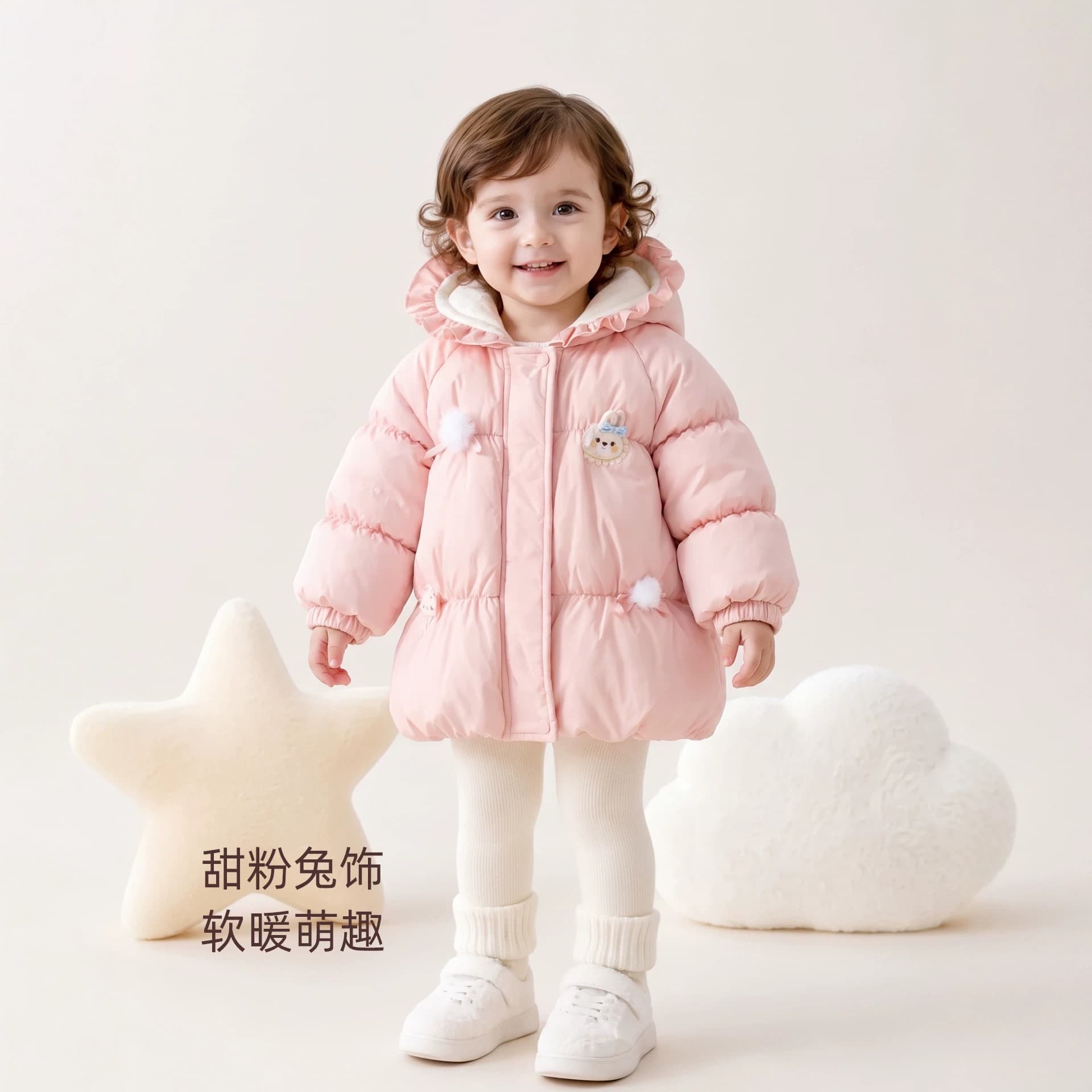 Baby Girl Cotton Coat Autumn Winter 2026 New Style Toddler Cotton Jacket Padded Thickened Fleece-Lined Hooded Winter Coat