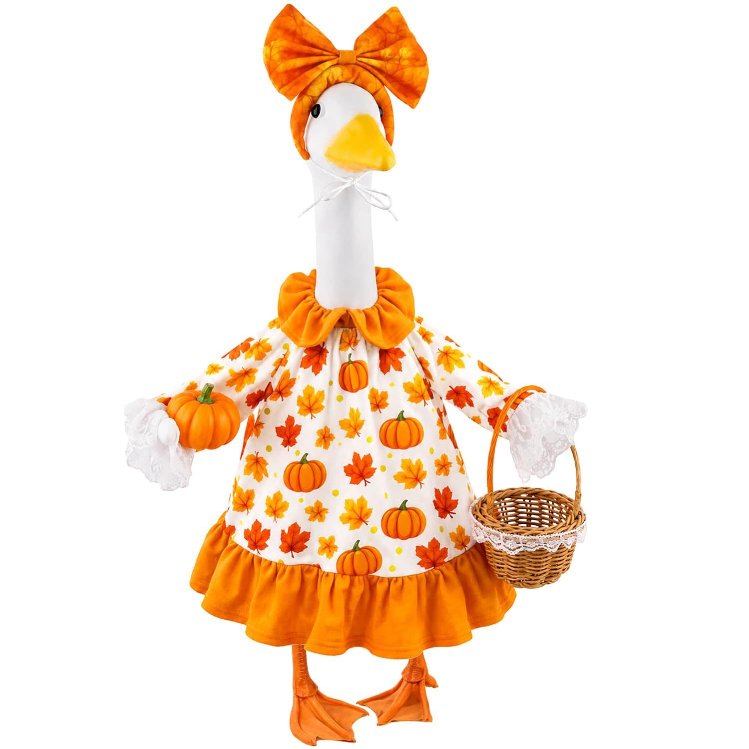 Amazon Porch Goose Costumes Thanksgiving Halloween Goose Clothes Maple Leaf Porch Garden Decoration Arrangement 23 inches