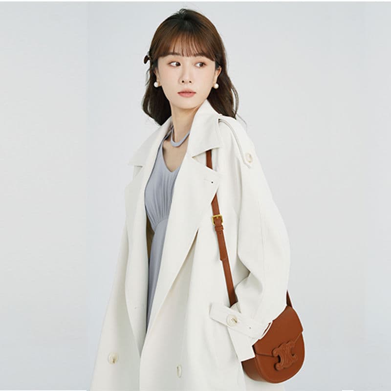 This Year's Trendy New British Style Trench Coat for Women Spring/Autumn Season Mid-Length Petite Loose Coat Outerwear