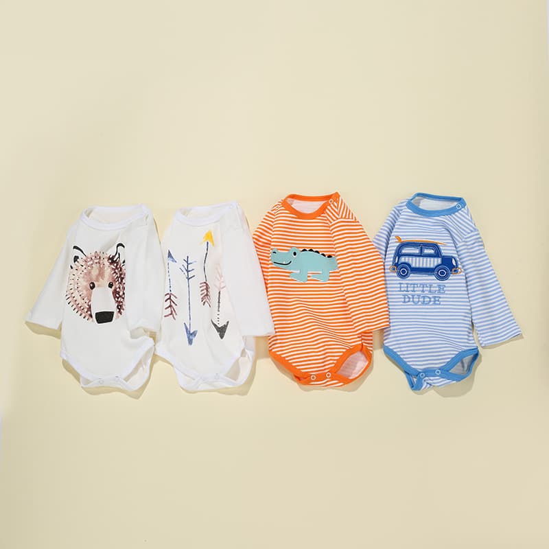 Pure Cotton Long Sleeve Spring Autumn Newborn Baby Romper Suit Unisex Baby Bodysuit Crawling Suit Comfortable Soft Cotton Onesie