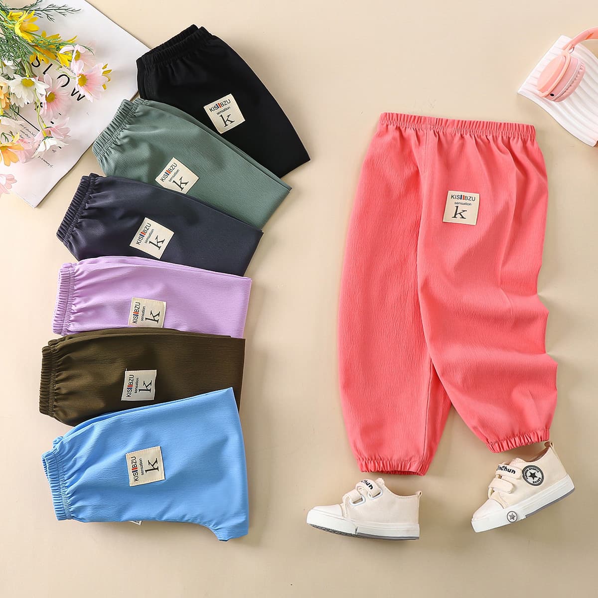 Processing and Customization of Children's Mosquito-Repellent Pants, Summer Lightweight Breathable Loose Lantern Pants, Trendy Boys' and Girls' Casual Pants