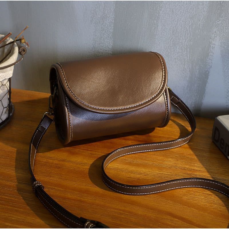 Top Layer Cowhide Small Bag New Style Genuine Leather Women's Bag Versatile Crossbody Bag Women's Fashion Single Shoulder Small Square Bag Drop Shipping