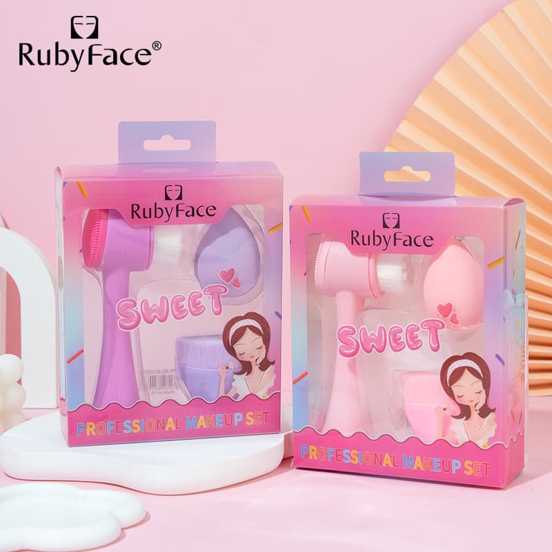 RUBYFACE spot face wash brush No. 55 foundation brush beauty egg cleansing set gift model exclusive for cross-border supply