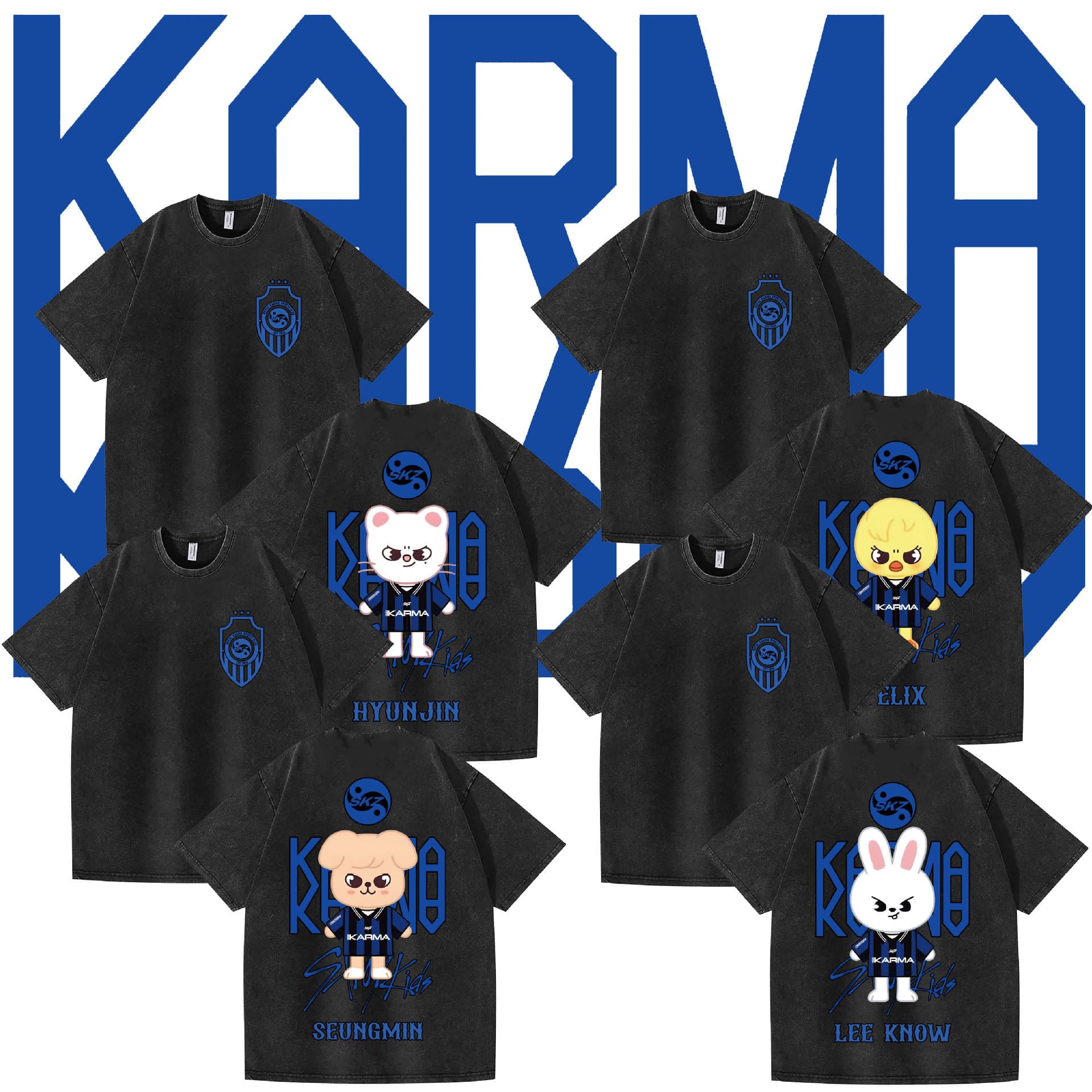 Cross-border Washed Vintage Stray Kids SKZ Comeback Fan Support Independent Site Combo Merchandise Printed Summer Short Sleeve T-Shirt