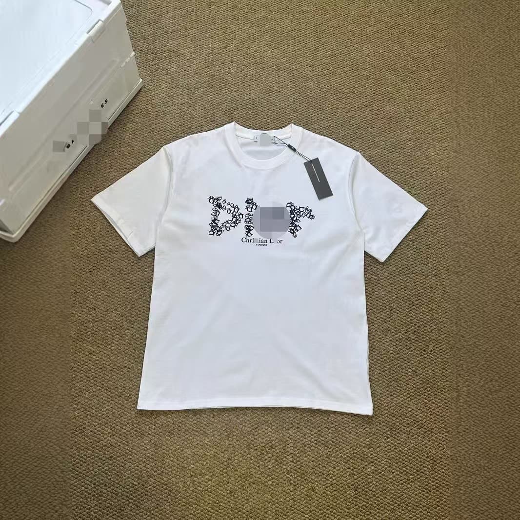 New D-House 320g Correct Version Pure Cotton High-Quality Letter Print Loose Round Neck Versatile Fashion T-Shirt Short Sleeve
