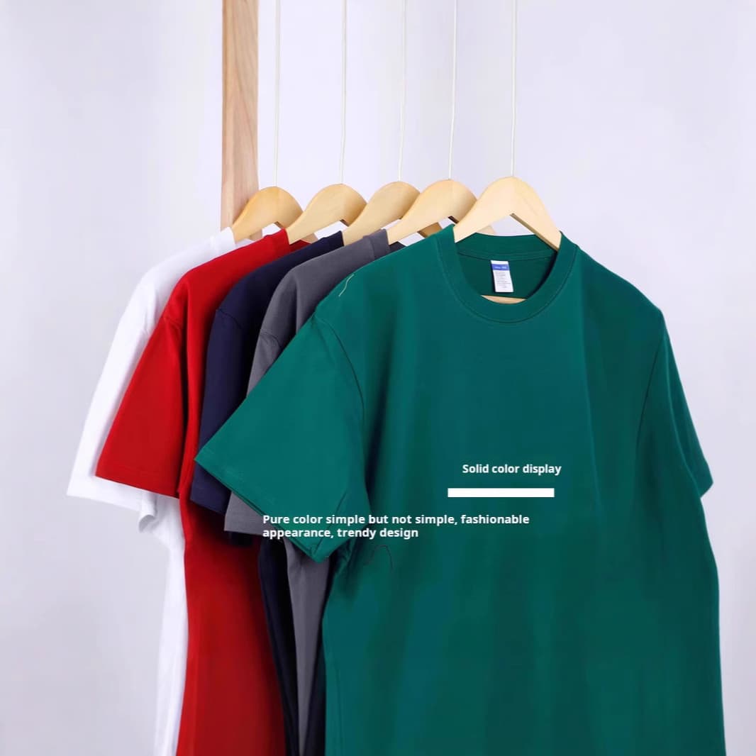 Summer Unisex 230g Heavyweight Pure Cotton Short Sleeve T-Shirt Men's Loose Solid Color Undershirt Streetwear Brand Tee Team Uniform