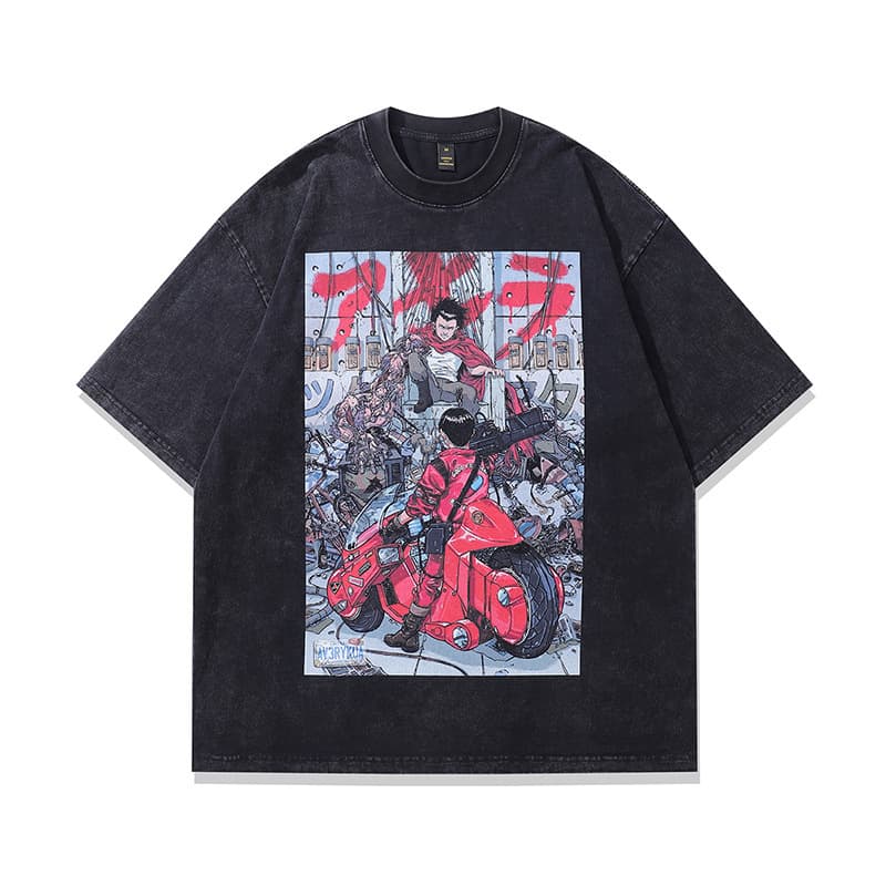 Trendy Brand Hoodie Sweatshirt Cartoon Print Long Sleeve Unisex Washed Round Neck T-Shirt American Retro High Street Style