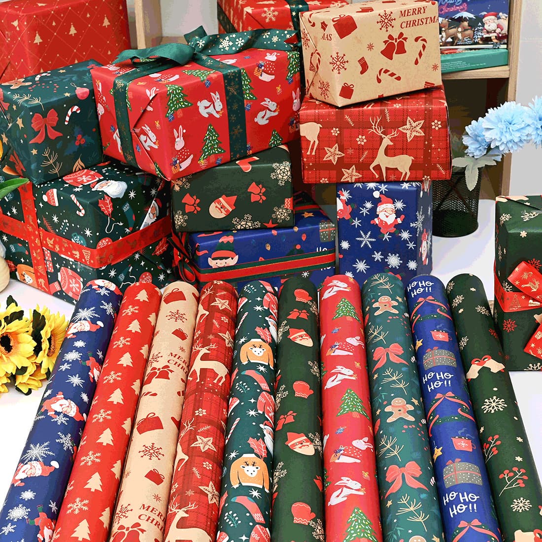 New Christmas wrapping paper for apple bouquets, floral gifts, and gift boxes, available for wholesale.