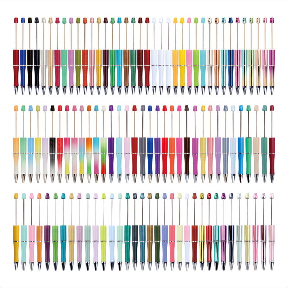 Beaded pen ready stock wholesale diy creative cute beaded ballpoint pen UV electroplated beaded three-color gradient beaded pen