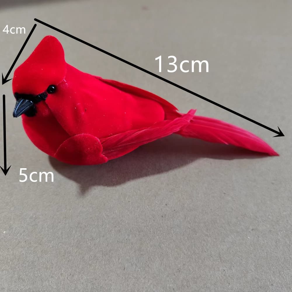 13cm Feathered Red Bird Christmas Decoration, Christmas Tree Clip Style