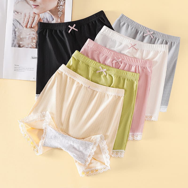 Summer Girls' Safety Shorts Ice Silk Shorts Anti-Exposure Cotton Gusset Children's Base Pants Three-Point Pants Baby Underwear