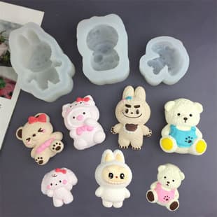 Cornucopia Labubu Lina Bear Plush Baby Bear Pig Bunny Plaster Silicone Mold Cake Decoration Squishy