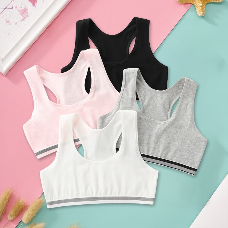 Girls' strapless pure cotton bra, mid-to-high school girls' vest, camisole underwear, children's bra during puberty