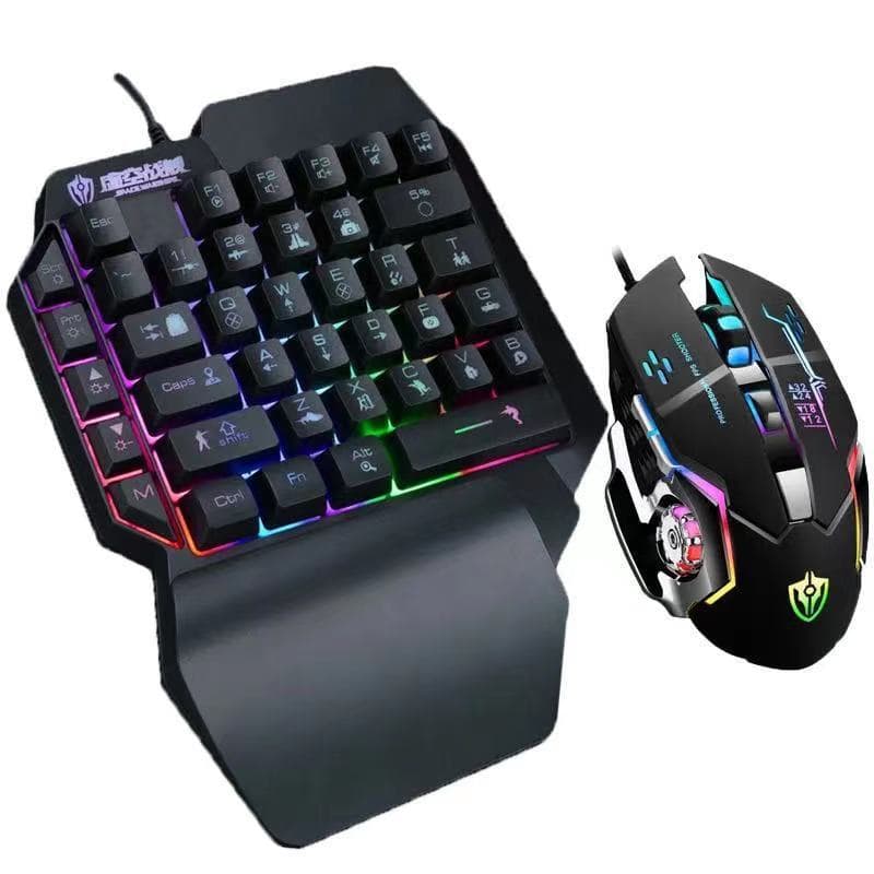 Void Warship F6 Single-Hand RGB Gaming Keyboard for PUBG Mobile, Phone Connection, God Gun Throne Left-Hand Keyboard