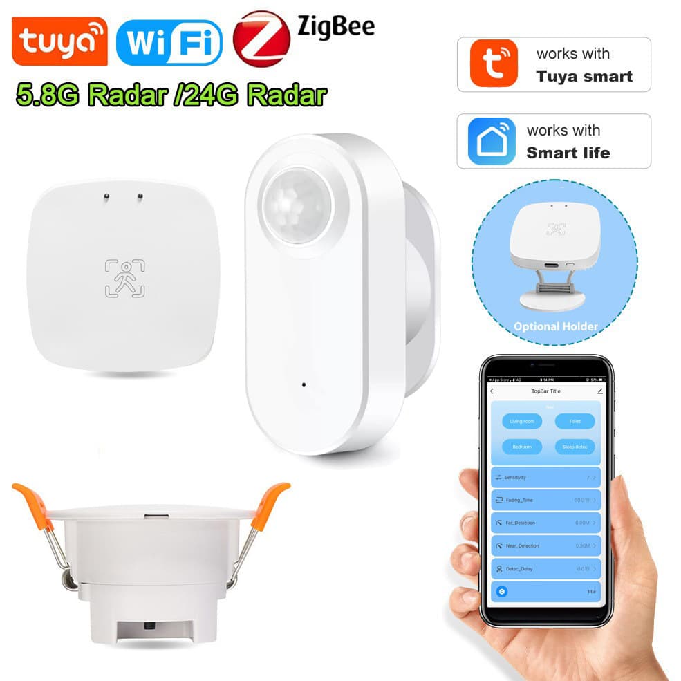 Smart Graffiti Zigbee Human Presence Sensor 5.8G/24G Millimeter Wave Radar Wifi Infrared PIR for Home Security And Automation