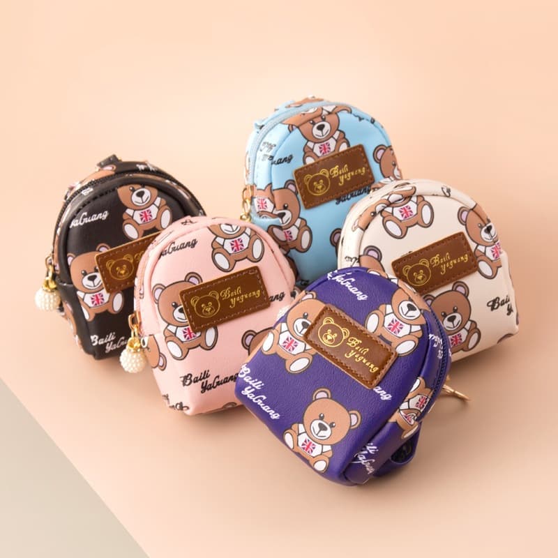 Popular Girly Heart Ins Fashion Creative Coin Purse Cute Bear Portable All-In-One Storage Coin Key Bag