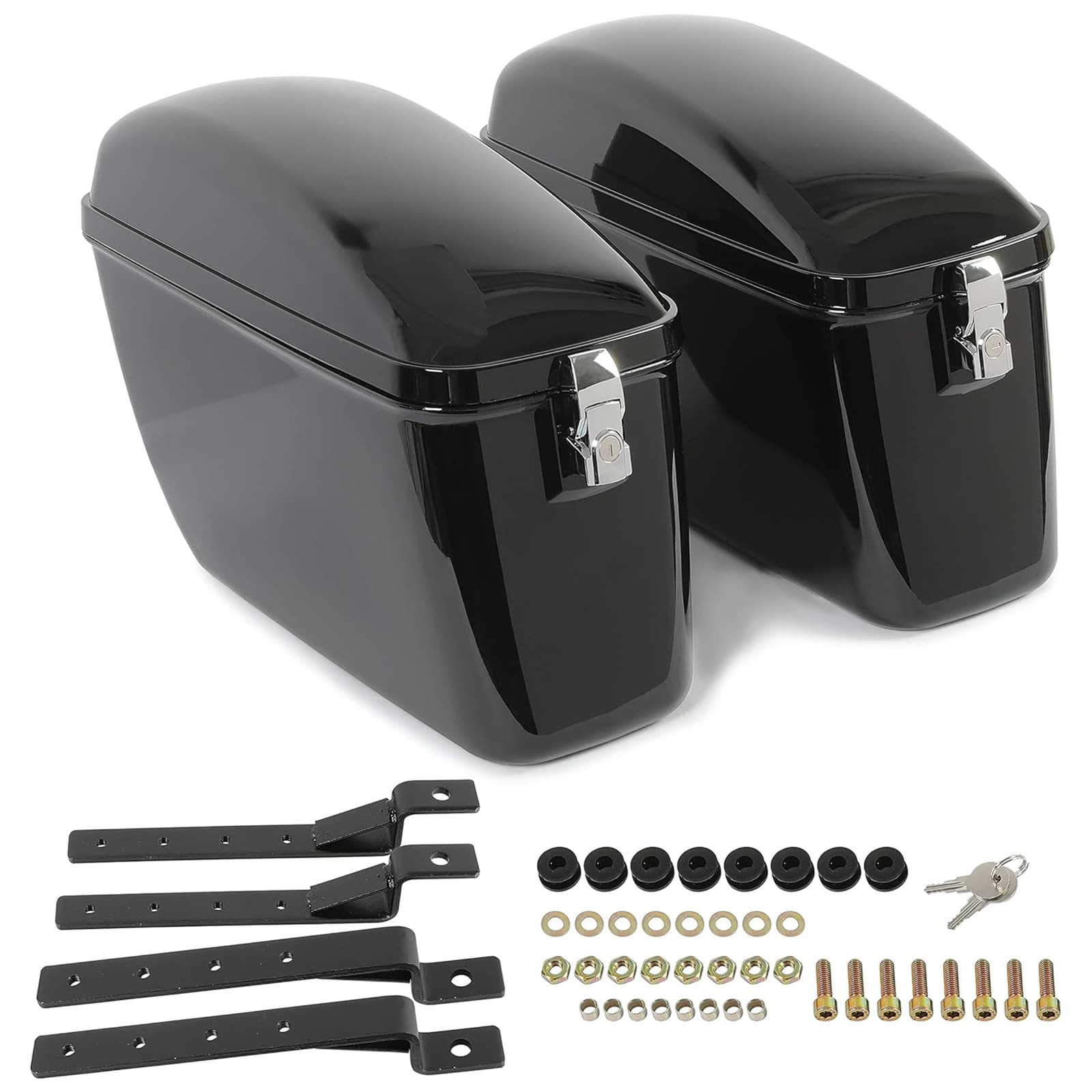 Compatible with Harley Dyna, Honda, Kawasaki, Yamaha Cruiser Bobber Modification 18.5-Inch Hard Side Saddlebag