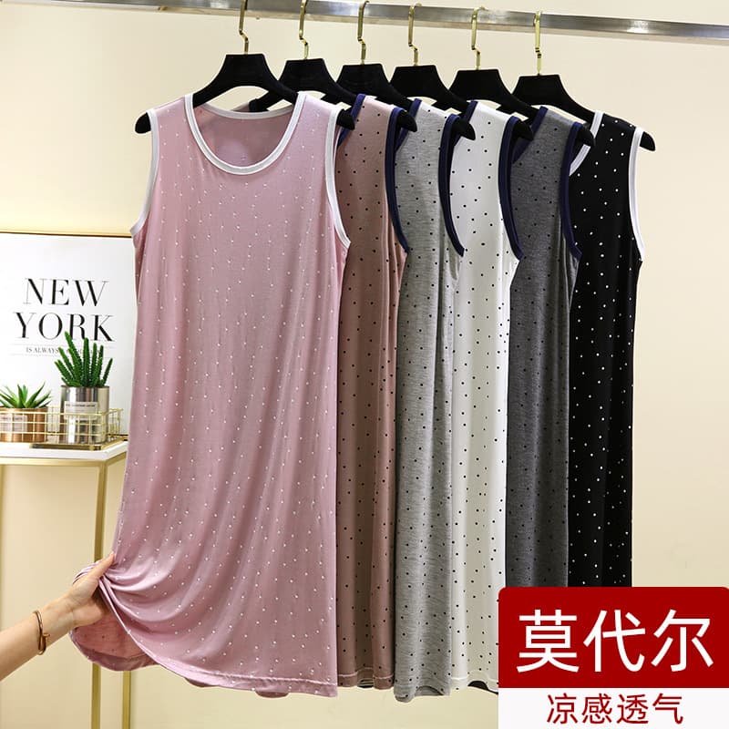 Loose Camisole Dress for Women, Thin Modal Casual Long Dress, Plus Size Home Sleep Dress, Sleeveless Dress
