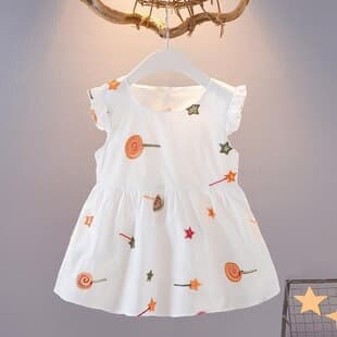 0-1-2-3 Year Old Baby Girl Dress Sleeveless Summer 100 Days Newborn Korean Style Cotton Dress