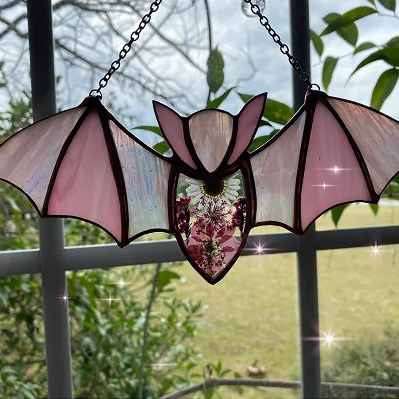 Colorful Acrylic Bat Decorative Window Hanging Light Catcher, Stunning Halloween Decoration for Hanging Windows