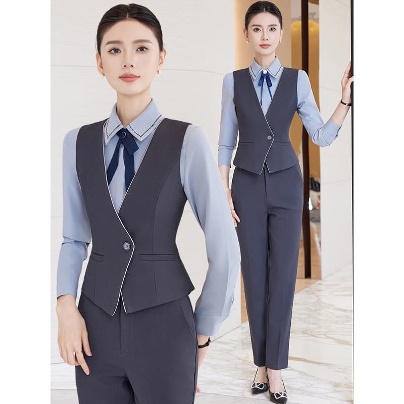 Professional Vest Suit Women's Hotel Front Desk Workwear Lobby Reception Work Attire Elegant Jewelry Store Work Uniform Formal Wear