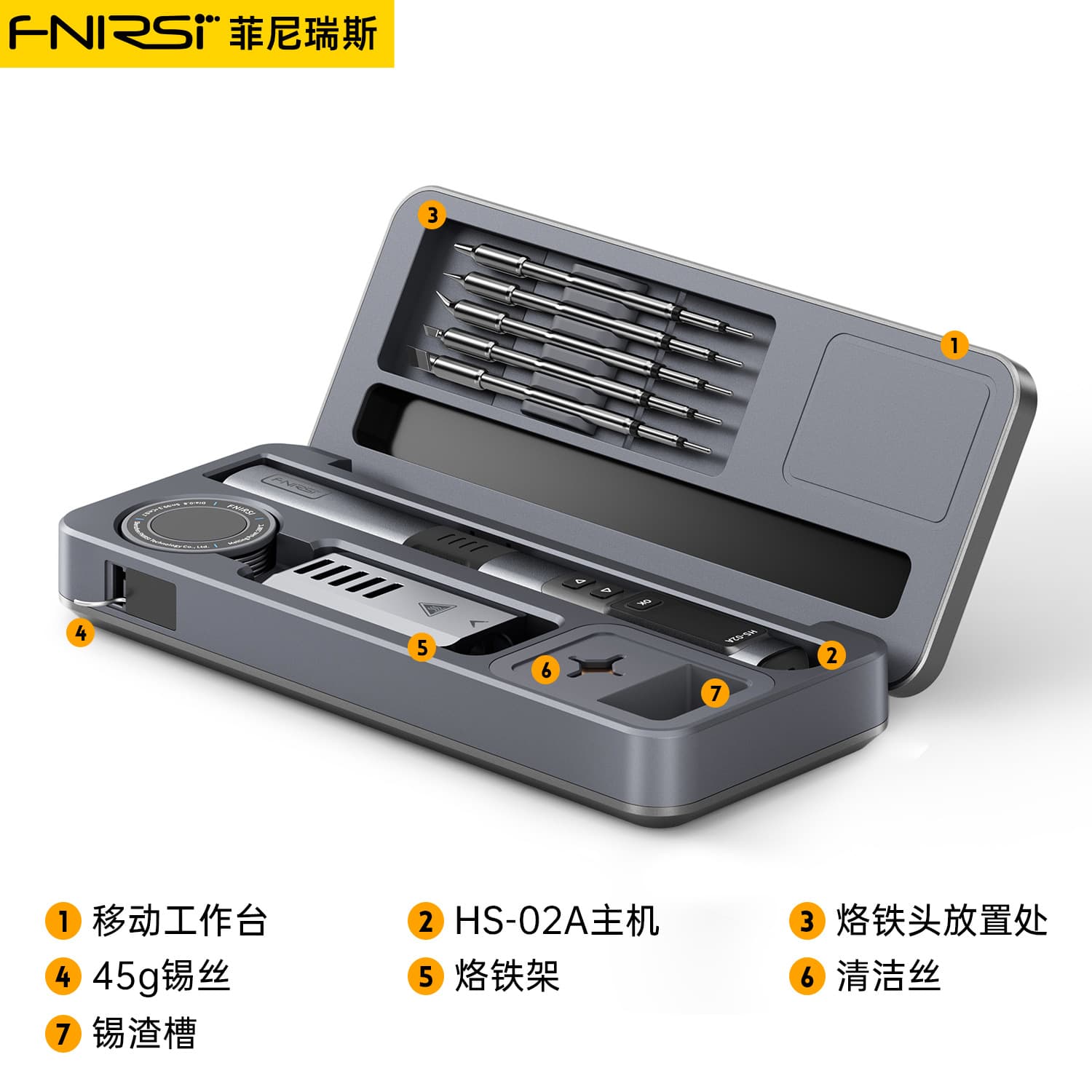 FNIRSI Smart Soldering Iron HS-02A/B Mobile Workbench Storage Case Portable High-Power Soldering Iron Kit