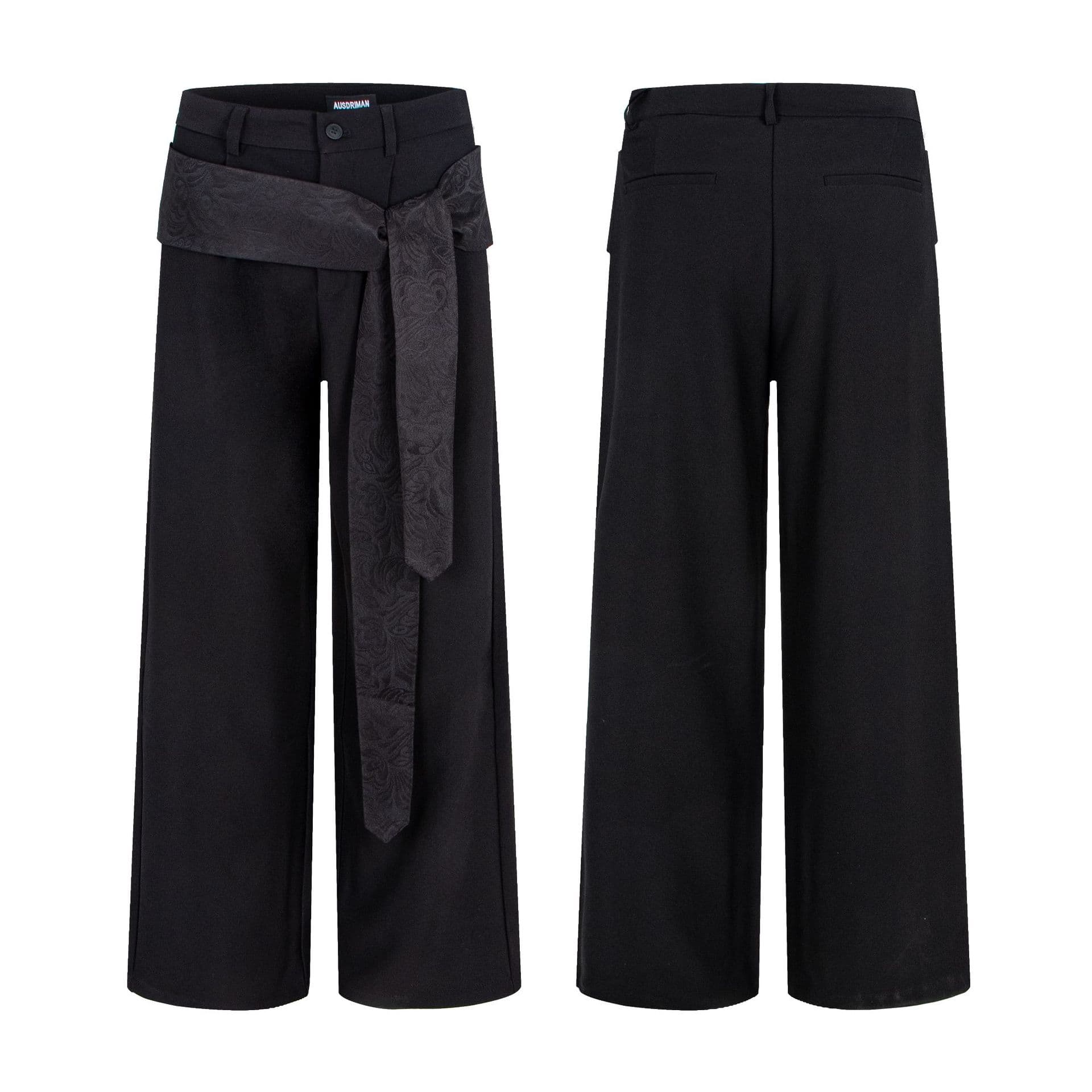 2025 New Retro High Street Patterned Lace-Up High Waist Slimming Straight Dress Pants for Men and Women Factory Direct