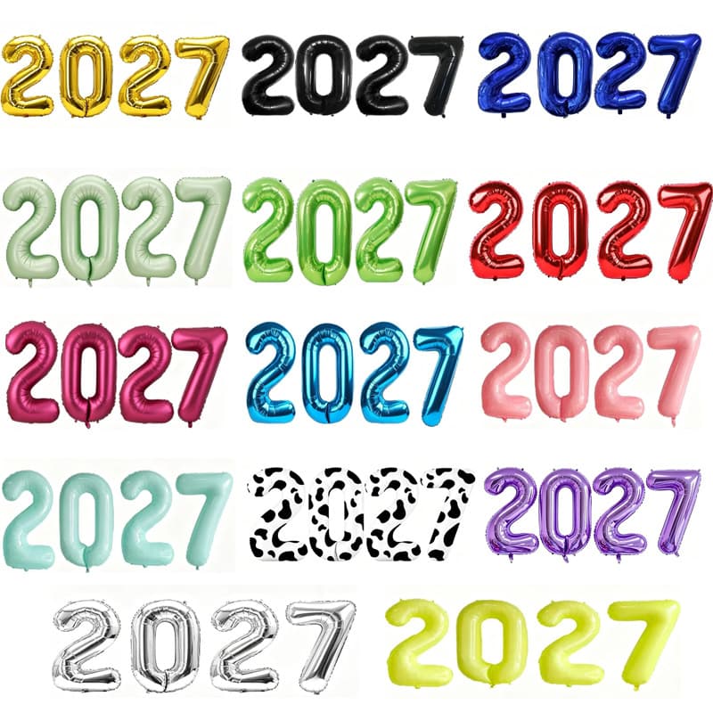 2027 Number 16 Inch 40 Inch Number Aluminum Foil Balloon Set New Year Graduation Celebration Handheld Atmosphere Balloon