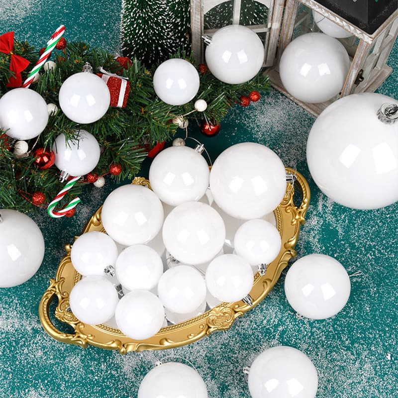 Source Factory Supply White Christmas Balls Plastic Spheres Tree Accessories Hanging Decorations