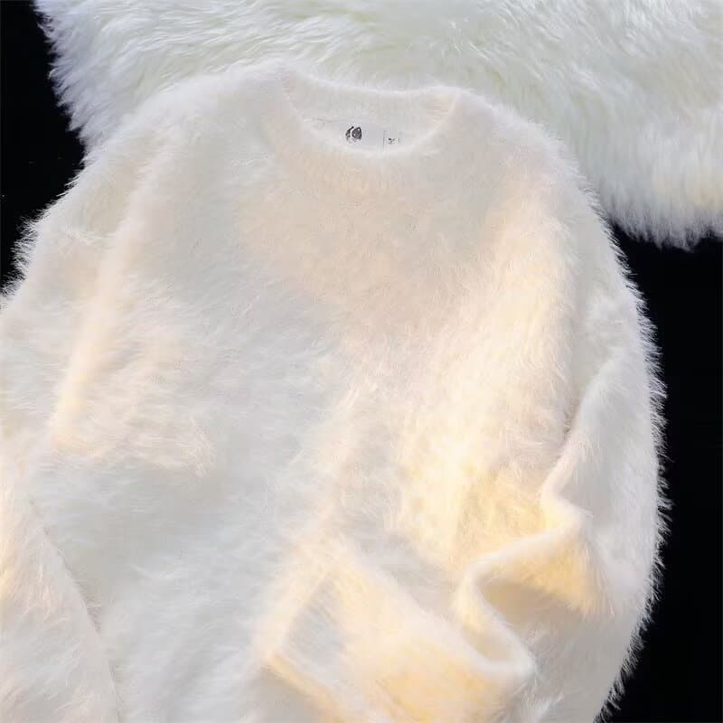 Mink Wool Sweater Men Winter Thickened Japanese Lazy Vintage Couple Knitwear Trendy Autumn Winter High-End Coat