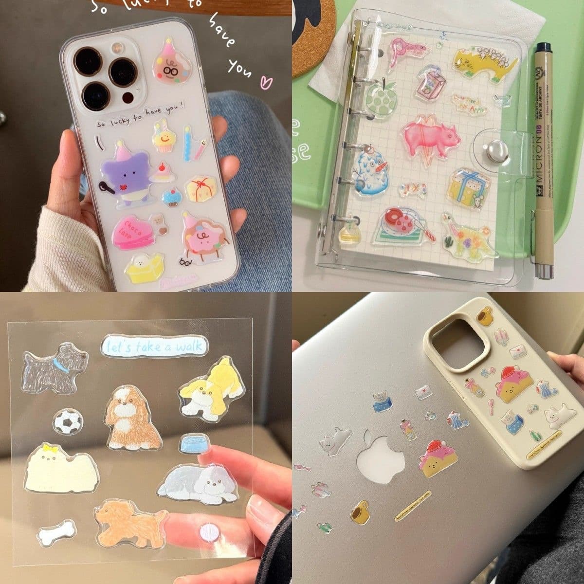 ins dopamine graffiti illustration jelly sticker cute puppy high value diy mobile phone case tablet water cup decoration