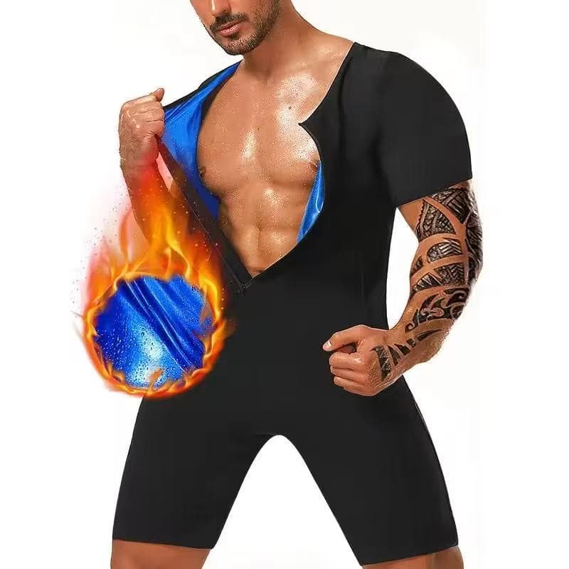 Men's Sauna Suit Waist Trainer Abdominal Shapewear Tight Vest Short Sleeve Bodysuit for Workout