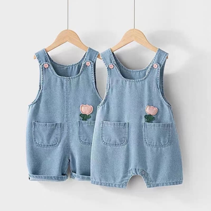 Baby Girl Overalls Summer Outfit Thin One-Year-Old Princess Cute Casual Shorts Infant Denim Shorts