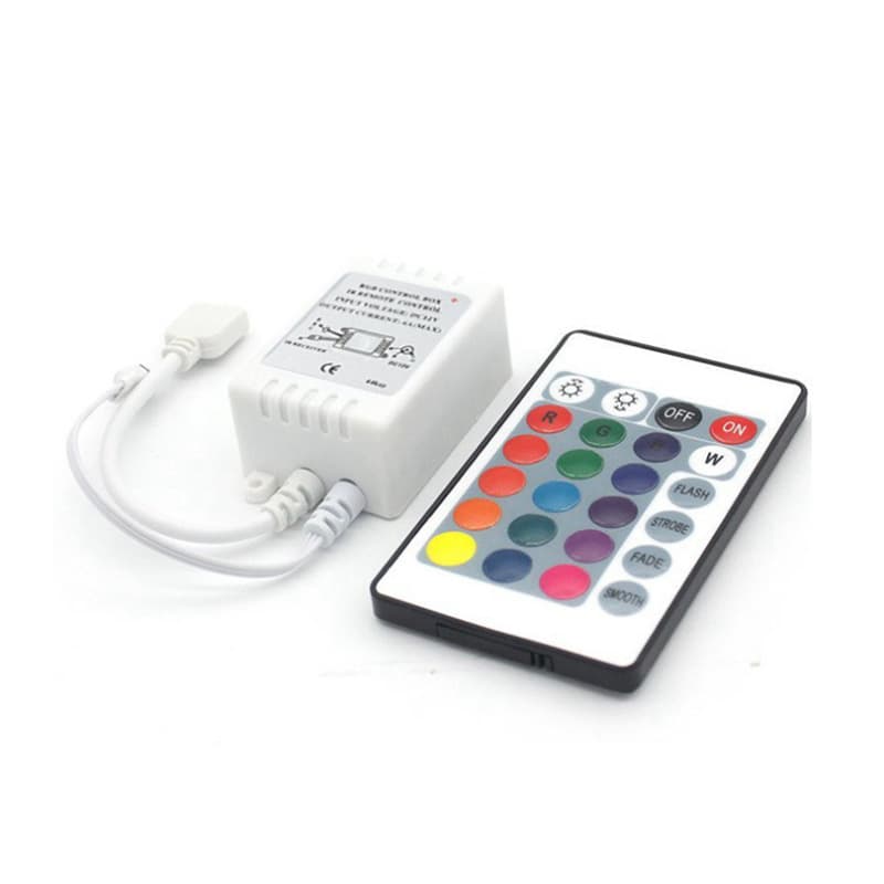 RGB light strip with infrared 24-key controller small white box controller RGB colorful light strip 24-key infrared remote control