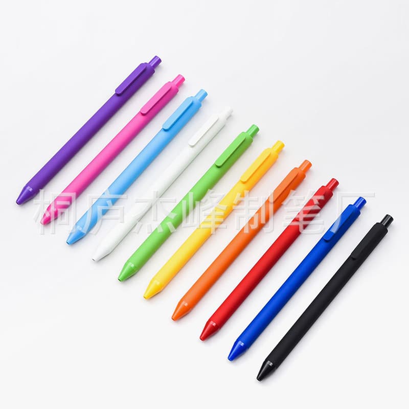 Creative pastel macaron color gel push-button ballpoint pens with soft silicone clip attachments