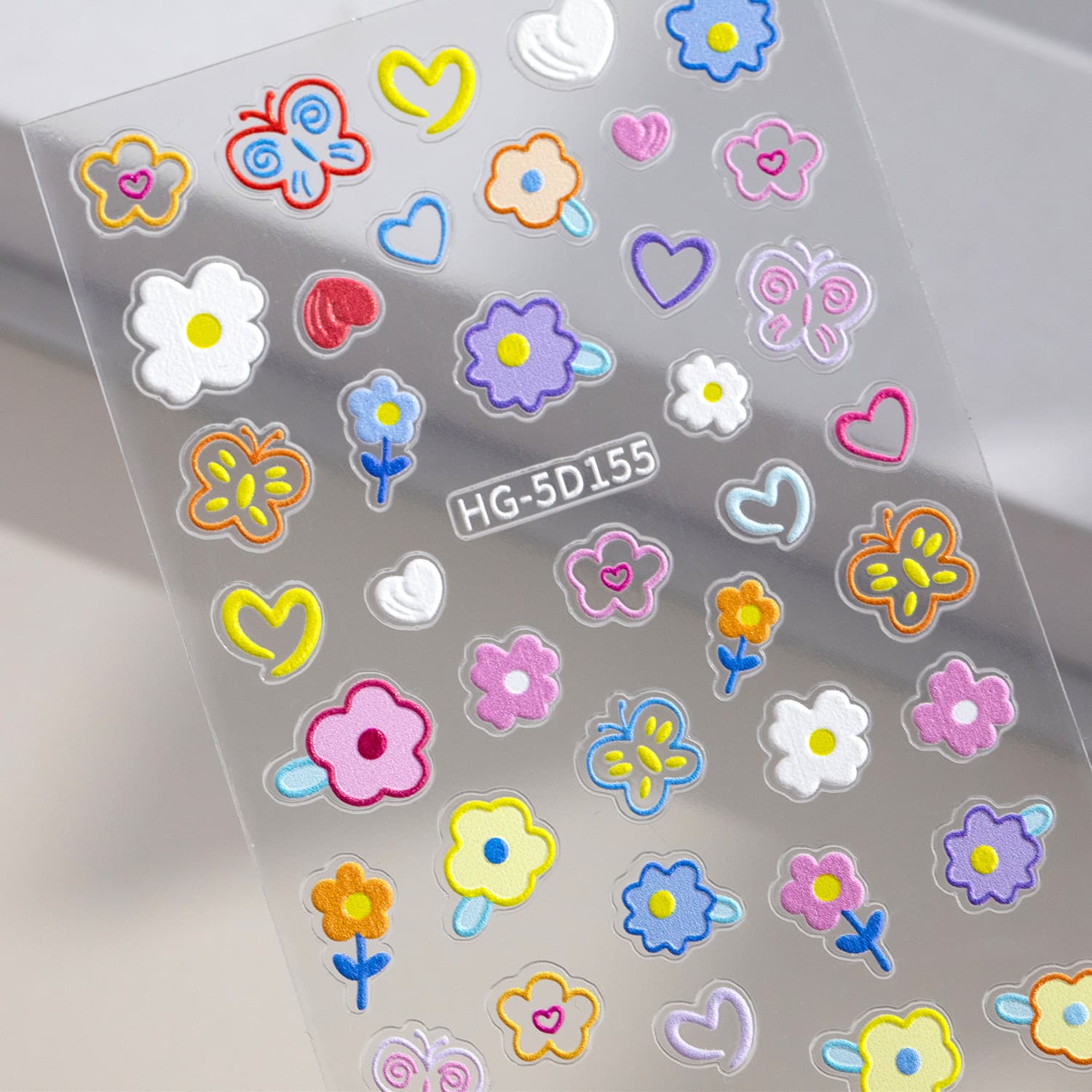 Color Graffiti Small Flower Nail Sticker 5D Relief 3D Dopamine Flower Nail Art Sticker Jewelry HG