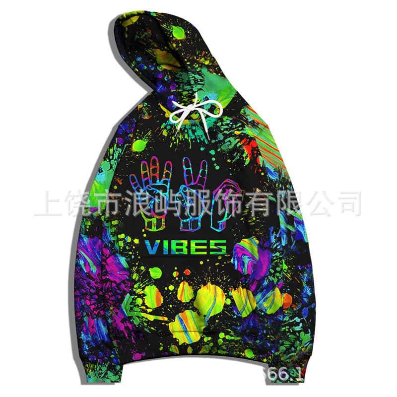 2021 Autumn/Winter Men's Splash-Ink Camo 3D Digital Print Hoodie Loose Fit Jacket All-Over Print 3D Hoodie