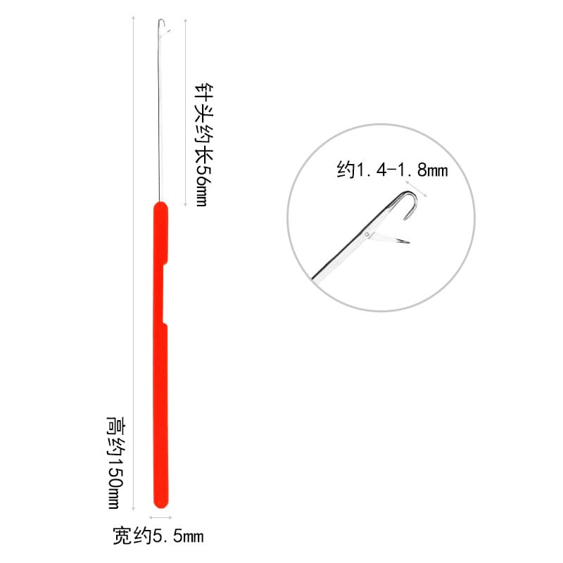 002 Plastic Handle Metal Crochet Hook with Tongue, Single-Ended Tongue Hook, Hand Knitting Tool