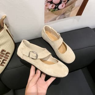 2026 New Style Mary Jane Shoes for Women, Flat Heel Shallow Mouth Slip-On Suede Shoes, Versatile and Casual Flat Shoes