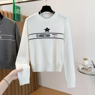 Nanyou High-End Qixi Festival New Knit Cashmere Base Layer Pullover Crew Neck Sweater with Five-Point Star Letter for Women