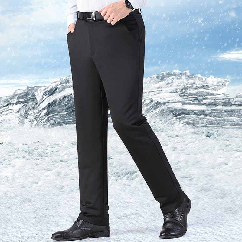 Middle-aged and elderly men's down pants, high-waist detachable inner layer men's cotton pants business casual thickened warm outerwear large-size.
