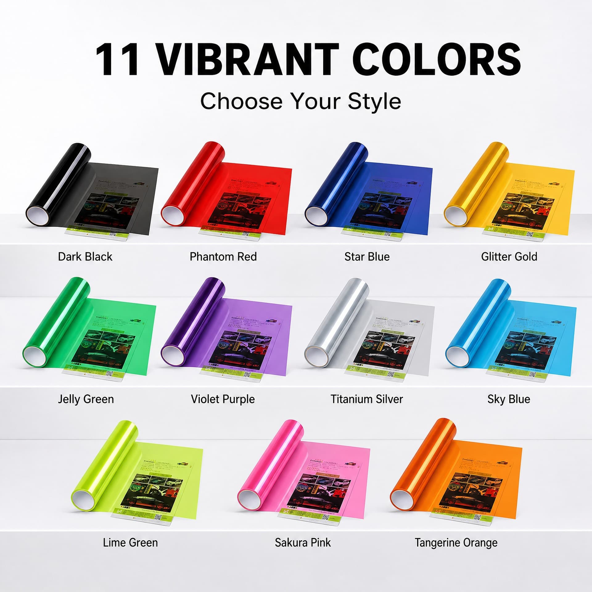 Car Headlight Film Tint Color Change Sticker Translucent Film Fog Light Film TPU Smoked Headlight Rear Tail Light Film